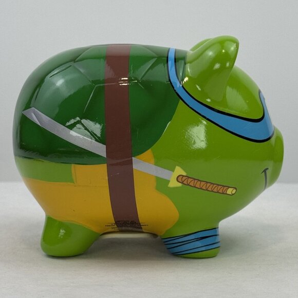 Teenage Mutant Ninja Turtles Leonardo Piggy Bank Green Ceramic TMNT Stopper 2014 - Picture 4 of 12